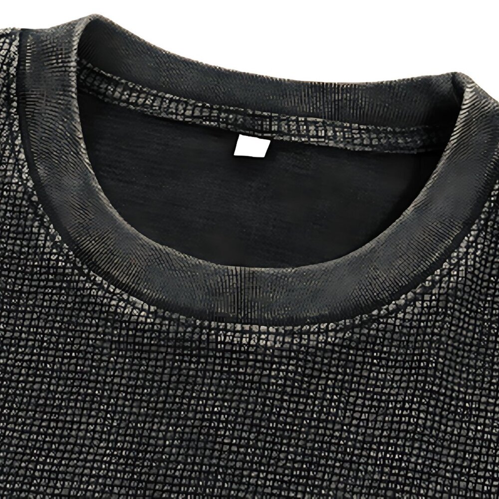 Waffle-Texture Washed Boxy T-Shirt - Picture 3 of 4